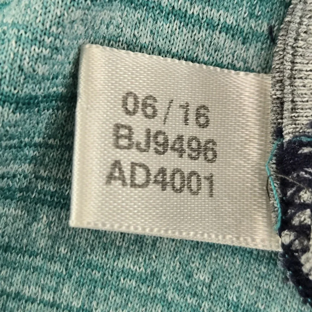 Adidas Men Shirt XL Teal Striped Ultimate Tee Activewear Raglan Short Sleeve